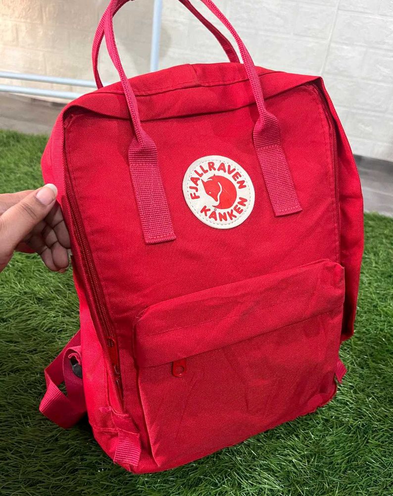 Kanken Fjallraven red backpack