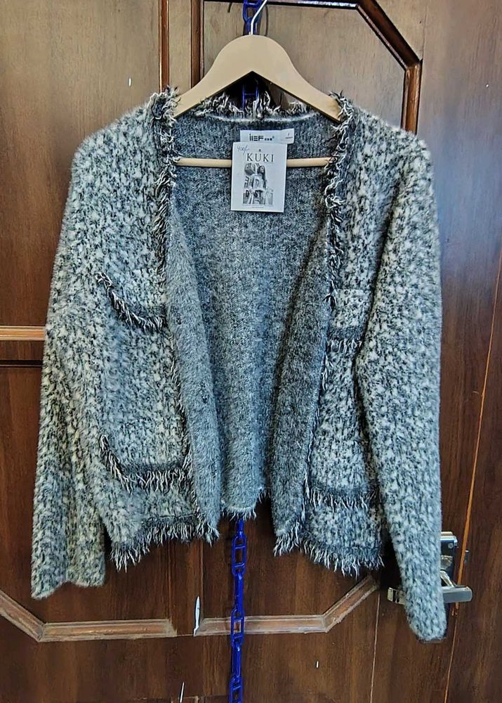 Chic Textured Open Front Cardigan