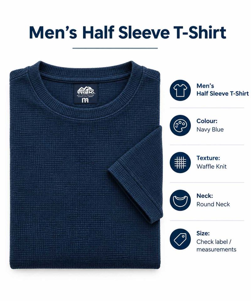 Men's Navy Blue Waffle Knit T-Shirt