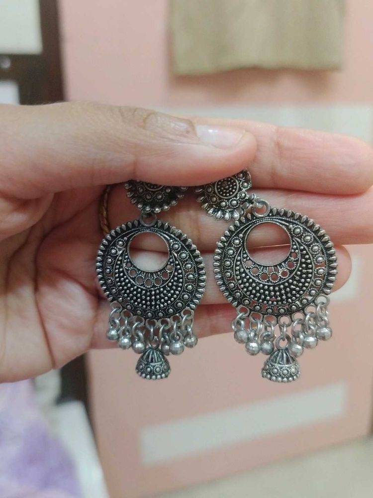 Oxidised Jhumka Earrings