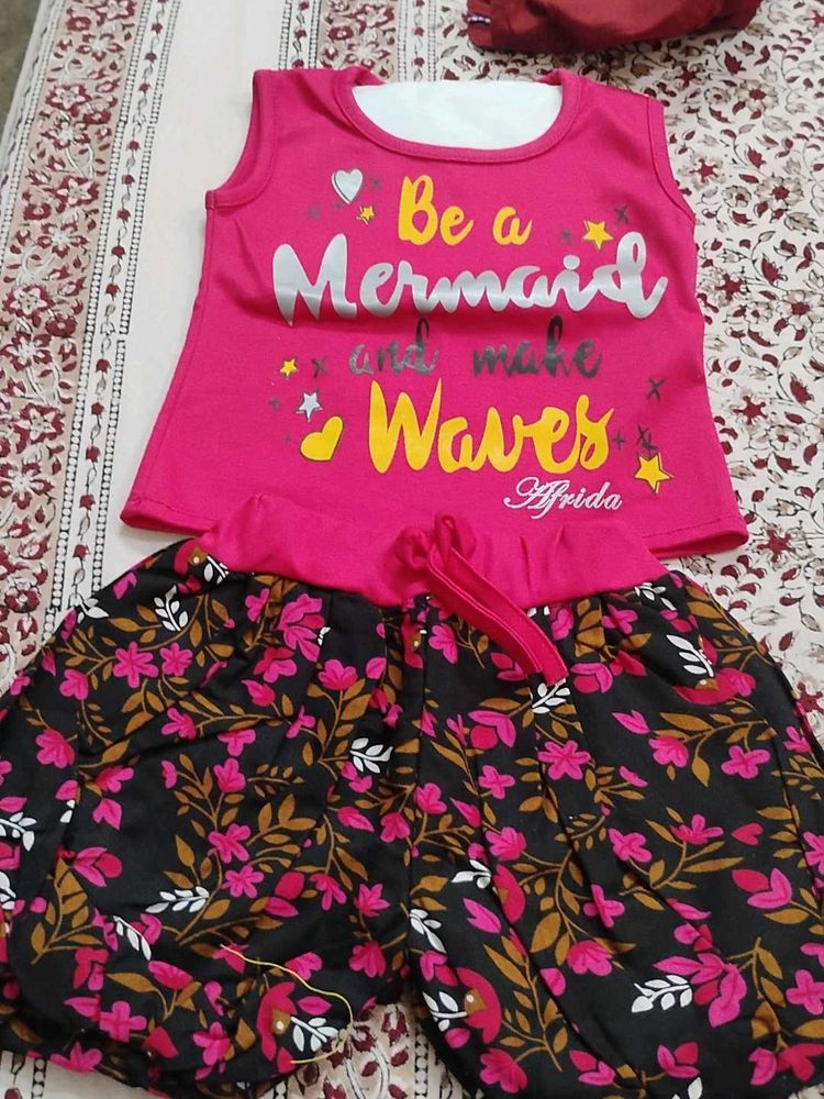Cute Mermaid Print Outfit for Girls