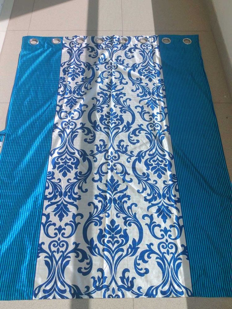 Blue &amp; White Damask Curtain - 5 pieces