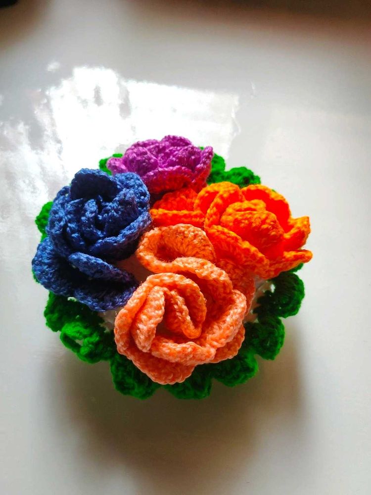 bouquet crochet coasters set -4