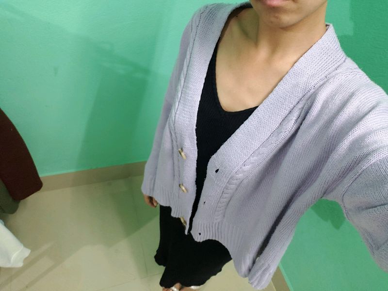 Lavender Knit Crop Cardigan