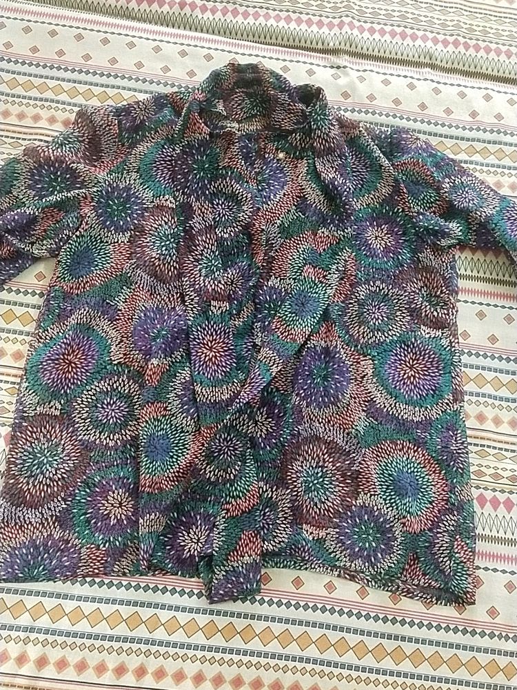 Floral Print Chiffon Fabric Topper T-shirt