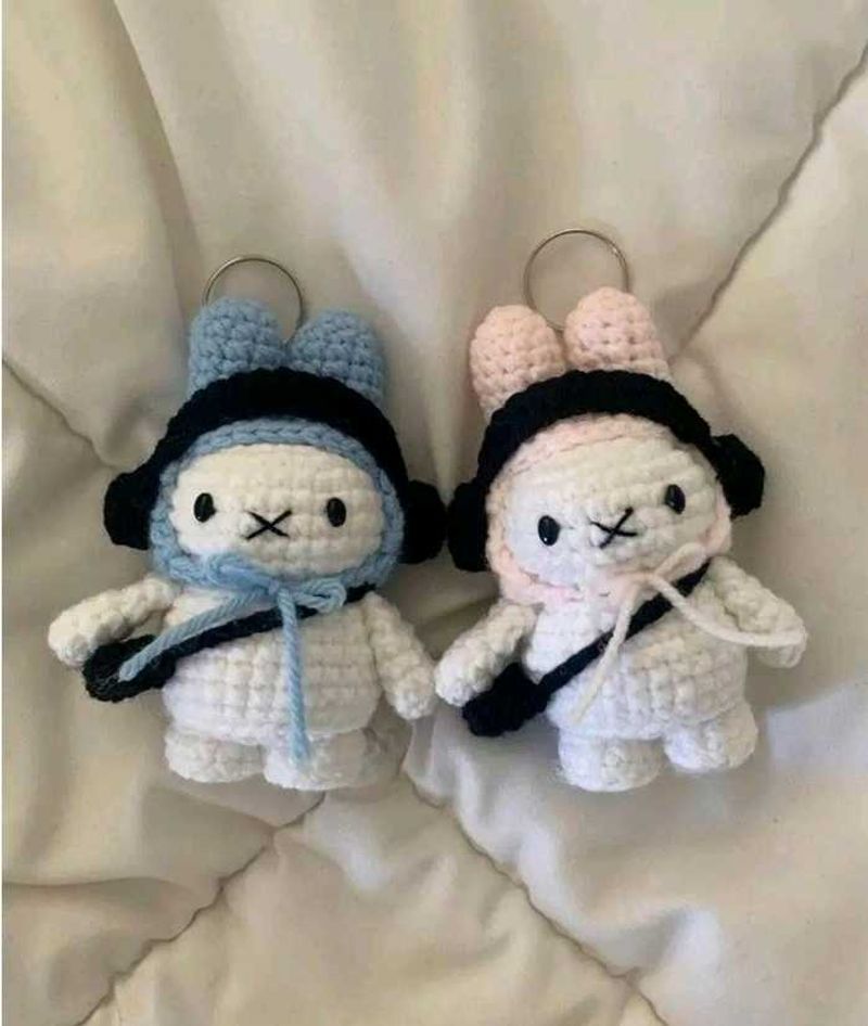 Crochet Bunny Keychain Set