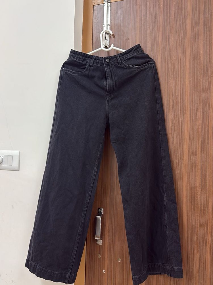 Stylish Wide Leg Dark Wash Jeans