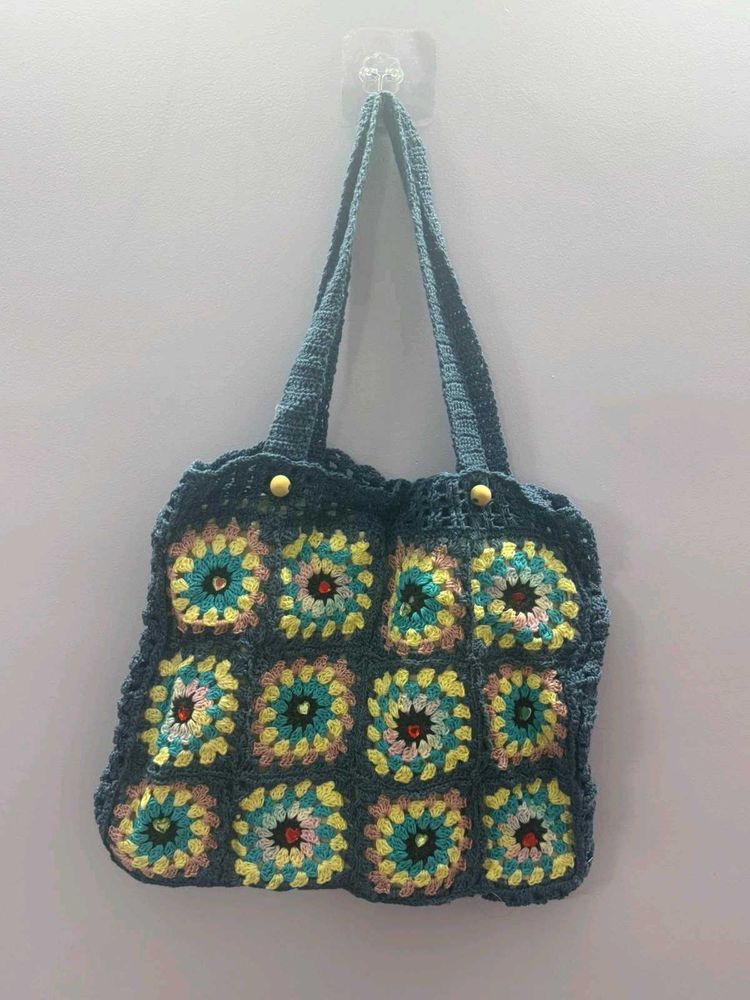Handmade Crochet Granny Square Tote Bag