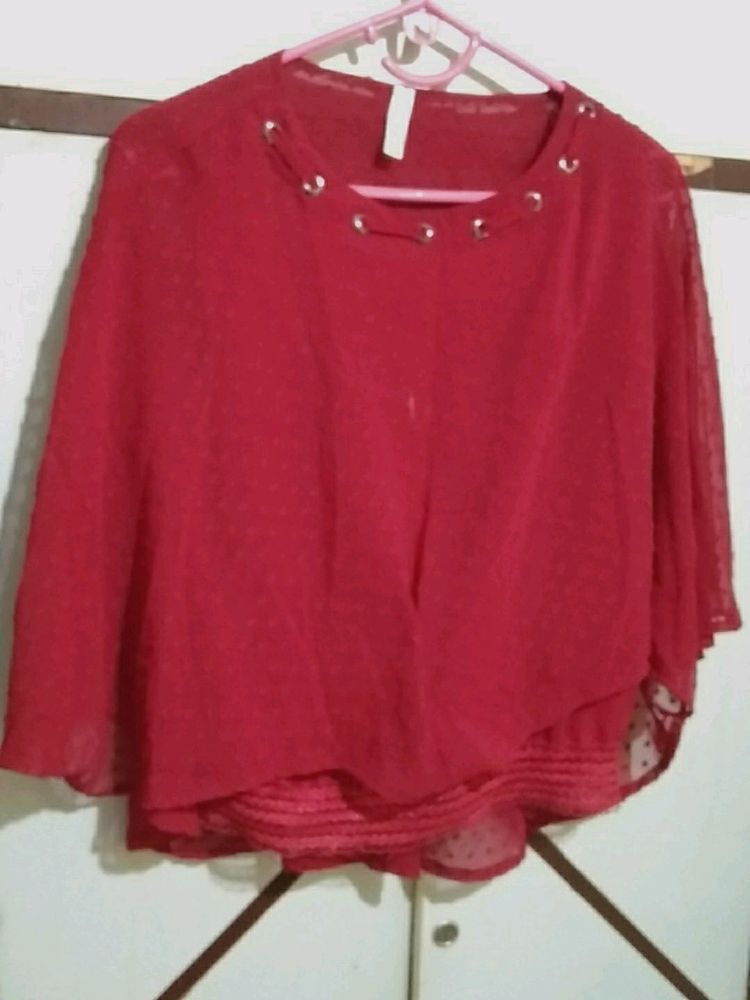 Tunic-Poncho- Pink Mix Red