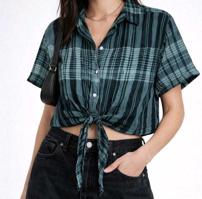 NITYA Striped Tie-Front Top