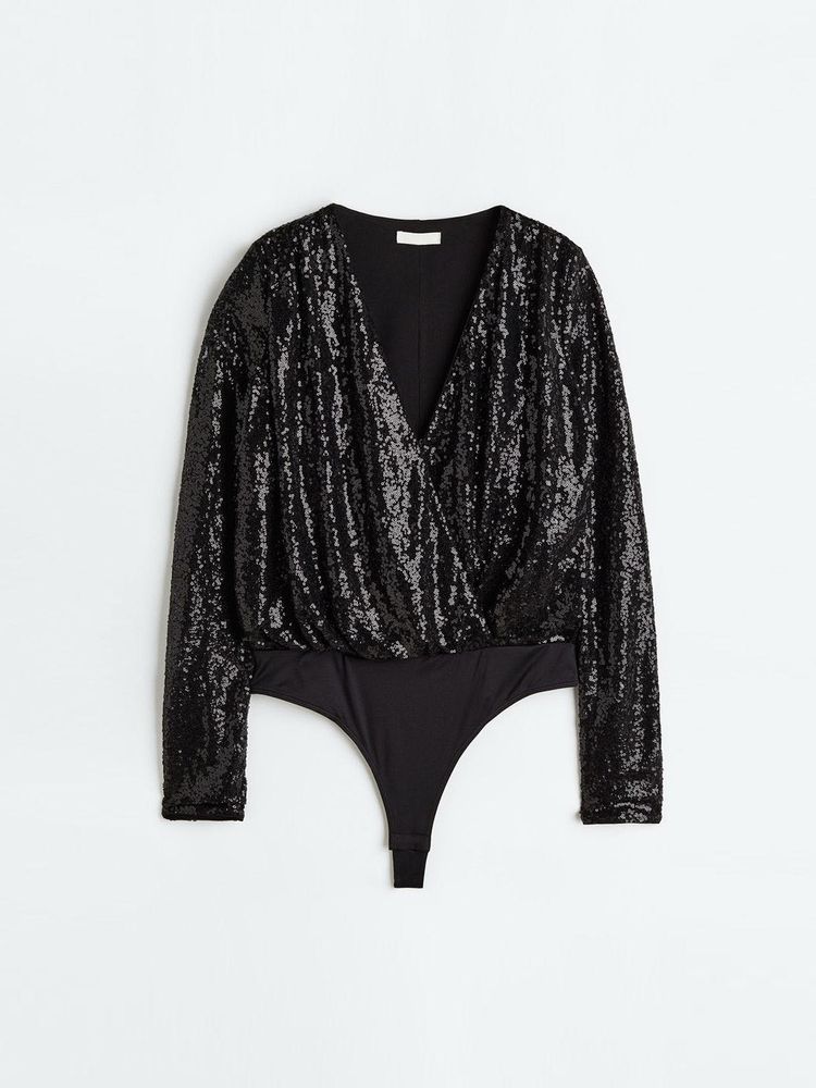 Sparkly Black Sequin Bodysuit