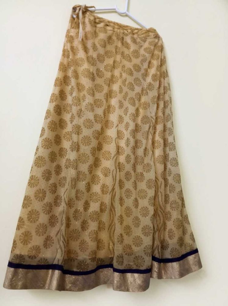 Golden Ethnic Skirt with Floral Print mastani ders