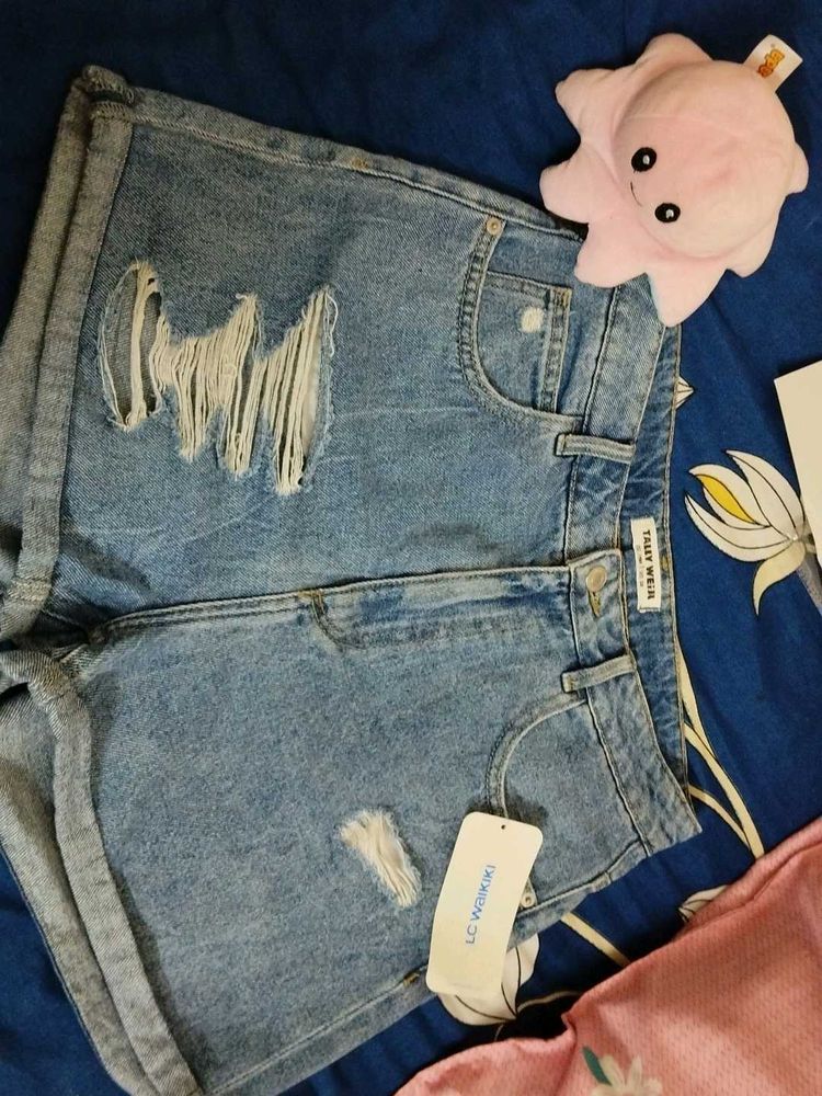 Distressed Denim Shorts