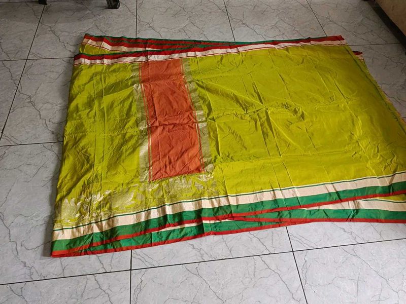 Florocent Green And Red New Saree