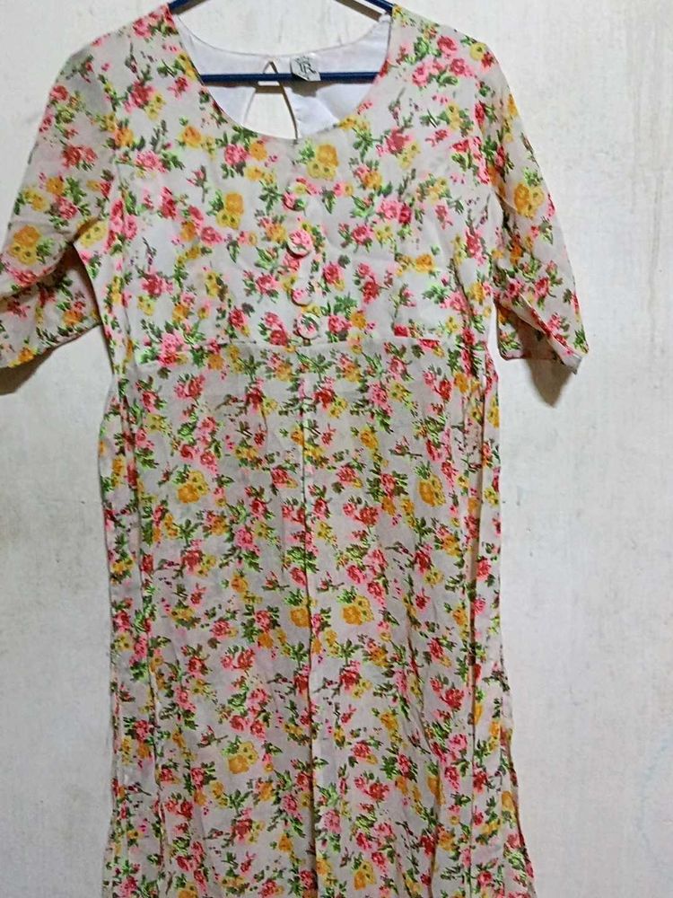 Chic Floral Print Dress Material