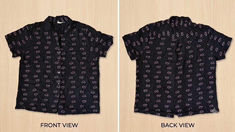 Cute Black Heart Print Shirt