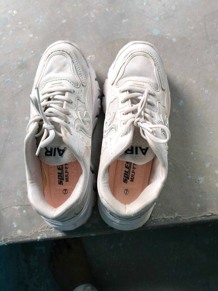 SPLESH Women's Stylish White Chunky Sneakers