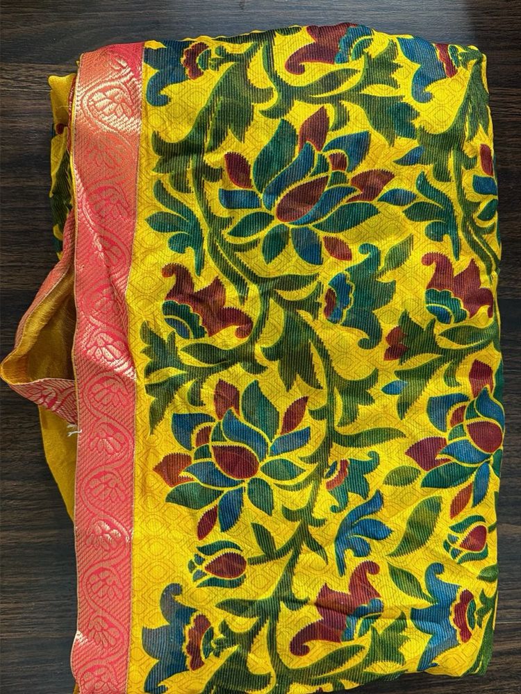 Vibrant Floral Print Saree with blouse