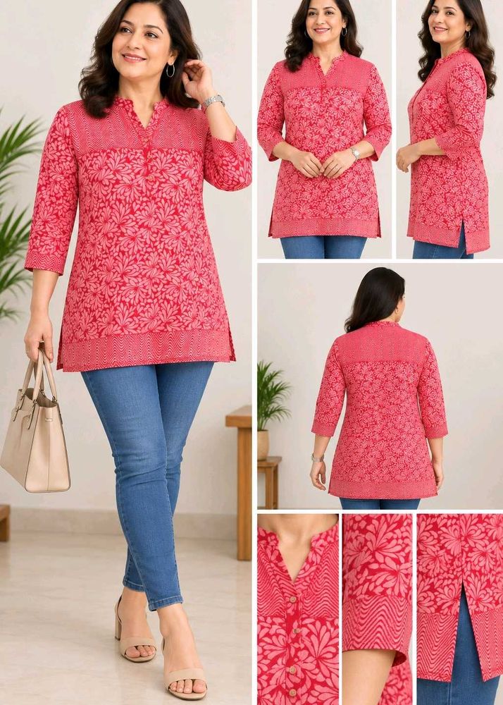 Bright Coral Short Kurti