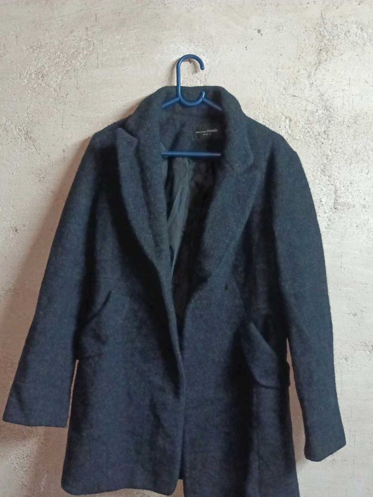 Dark Blue Wool Blend Coat