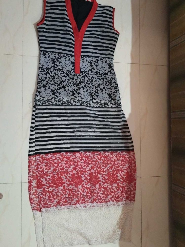 Striped Sleeveless Casual kurta