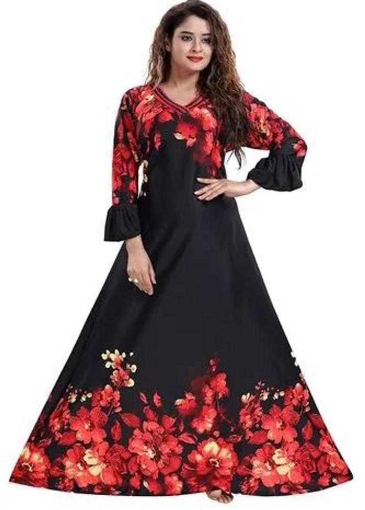Elegant Floral Print Gown
