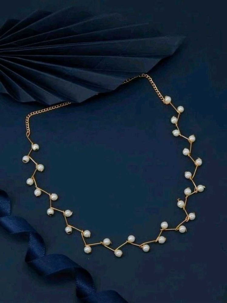 Real Pearl Choker Neck Chain Gold Plated