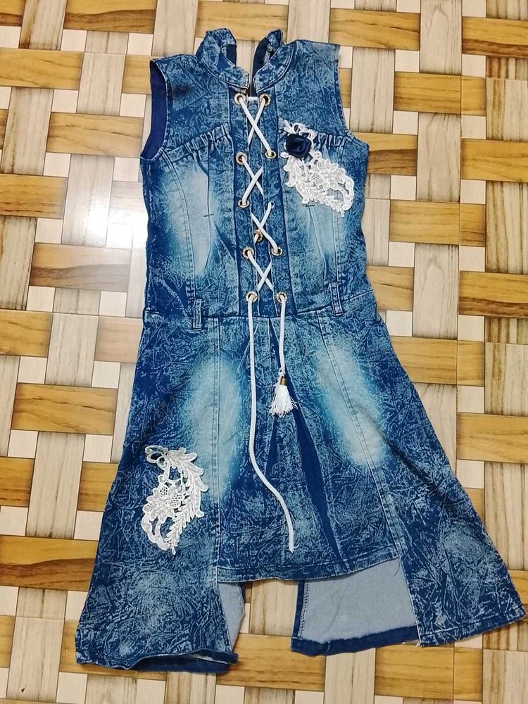 Denim Western Girls Dress