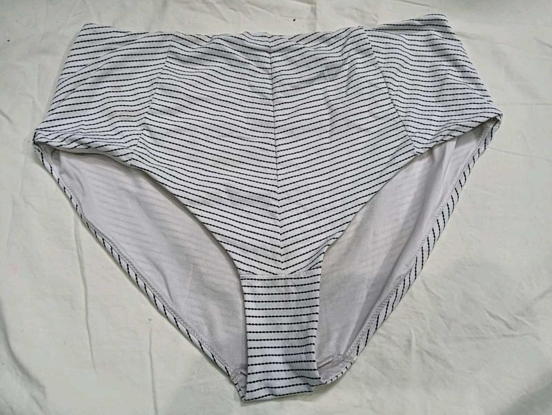 💛 High-Waisted Striped Bikini Bottom