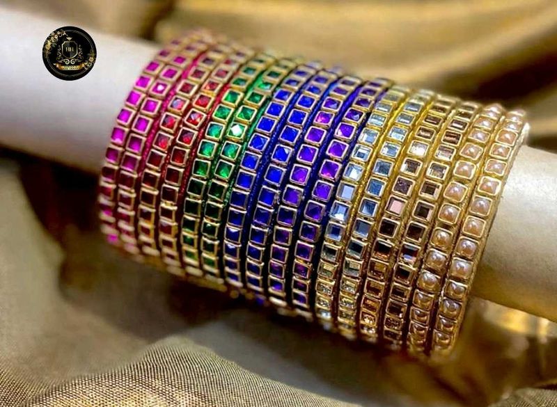 Vibrant Beaded &amp; Mirrored Bangles Set any one pair