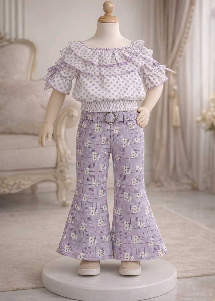 Girls' Lavender Floral Two-Piece Set