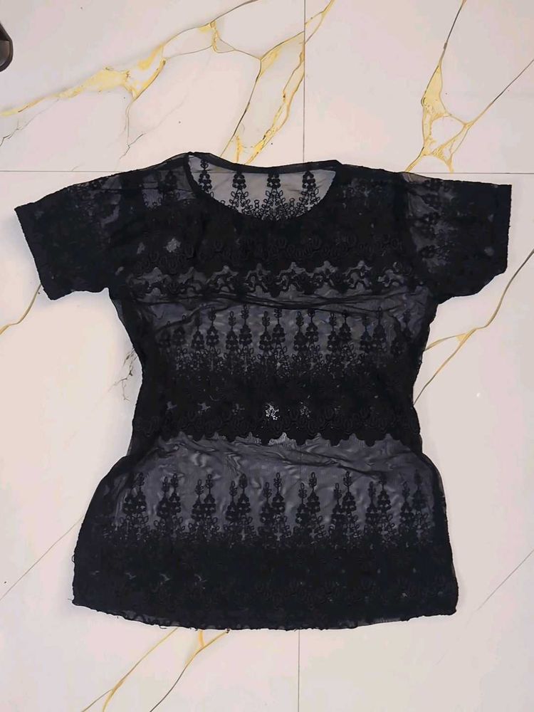 Sheer Black Lace Gothic Top