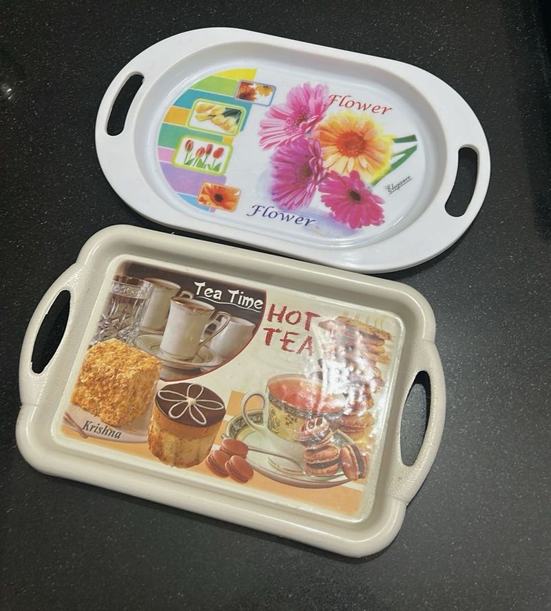 Set of 2 Decorative Serving Trays