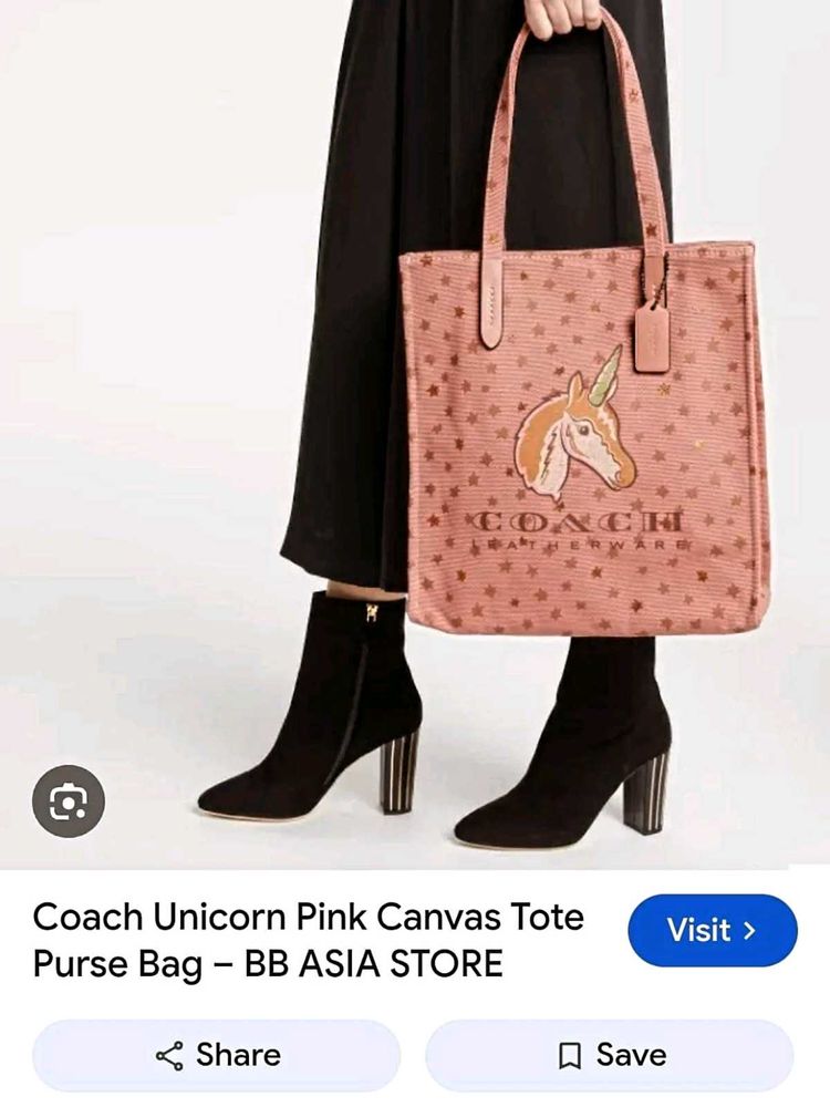 Coach Pink Unicorn Tote Bag