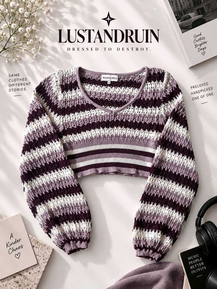 CROPPED STRIPED KNIT SWEATER