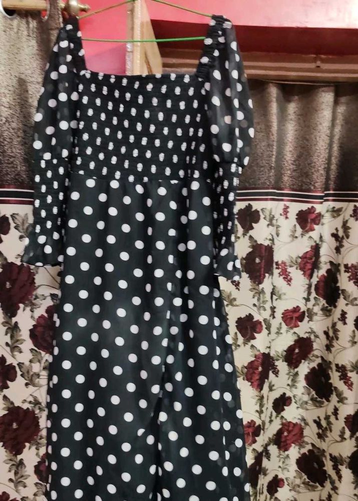 Chic Polka Dot Black Dress