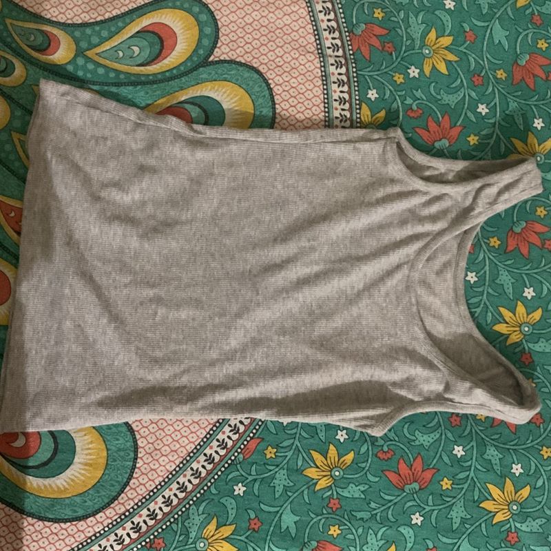 Grey Ribbed Tank Top