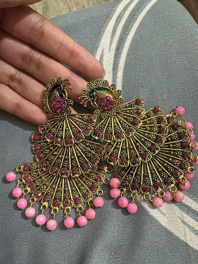 Peacock Design Jhumka Earrings