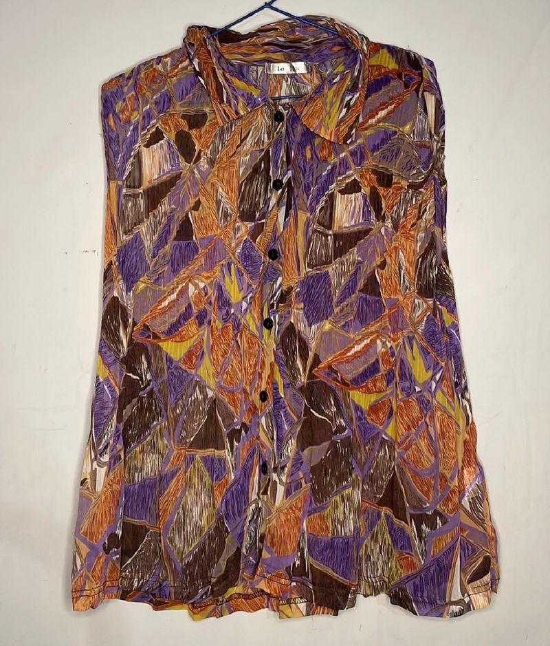 Patterned Button-Down Top