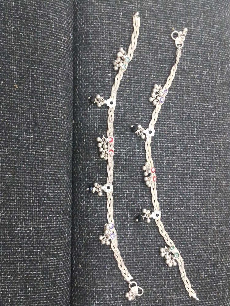 Silver Anklets with Charms