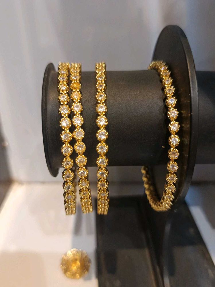 Gold Bangles with Stones