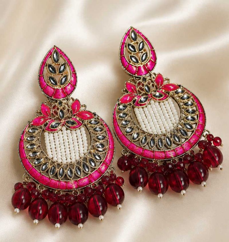 Exquisite Pink &amp; Red Dangle Earrings