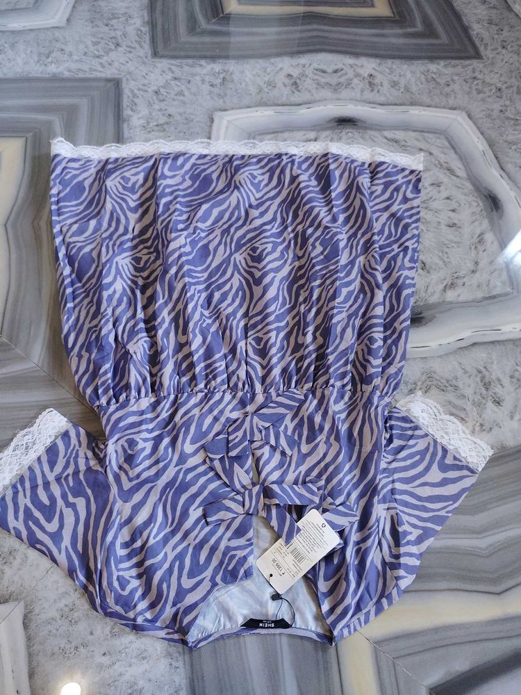 Shein Zebra Print Top with Lace Trim