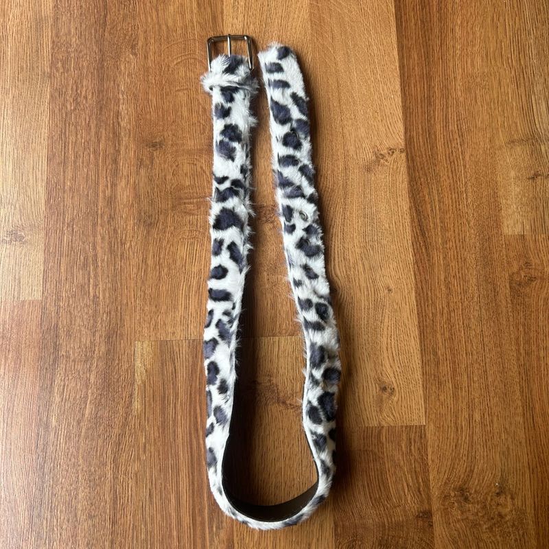 Faux Fur Leopard Print Belt