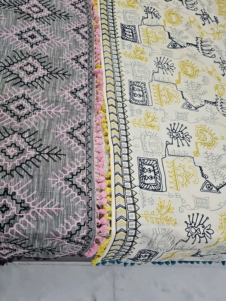 Boho Embroidered Dupatta set of 2