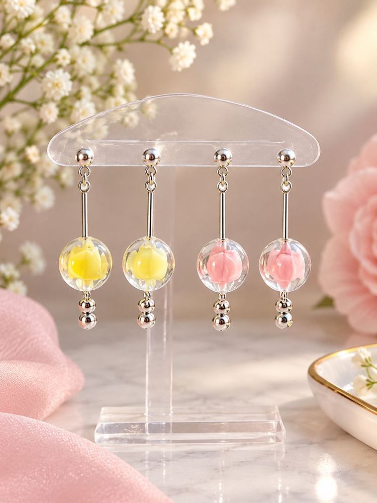 Cute Bubble Flower Dangle Earrings