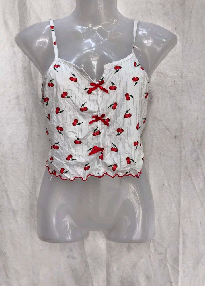 I. Cute Cherry Print Cami Top