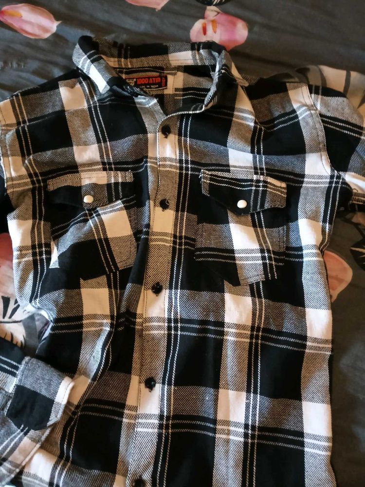 Classic Black &amp; White Plaid Shirt