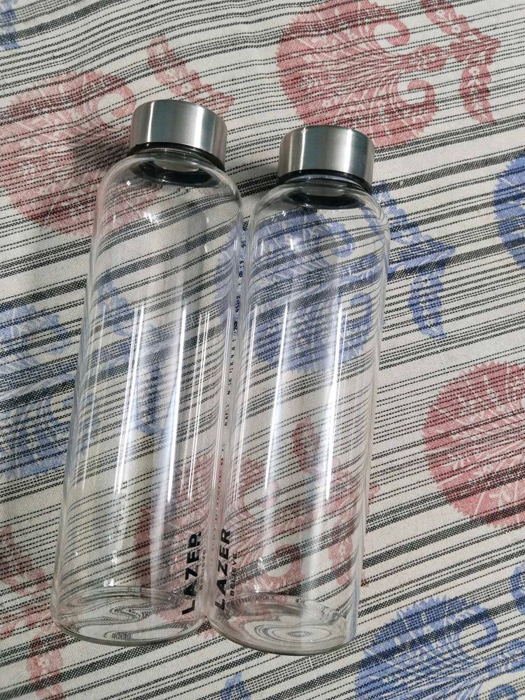 Set of 2 Glass Water Bottles