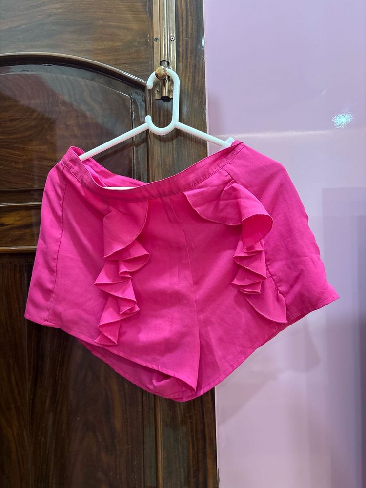 Ruffled Pink Shorts